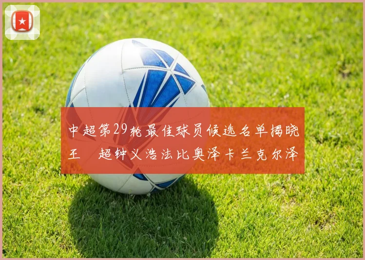 中超第29轮最佳球员候选名单揭晓王燊超钟义浩法比奥泽卡兰克尔泽齐聚争夺荣耀